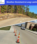 Go-To Yellow Plastic Chain 25 Ft 1.42 Inch Link High Visibility Barrier for Crowd Control used in outdoor settings with traffic cones