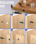 Installation steps of 50 Pack 3 In 1 Furniture Screw Connector Bolts And Nuts Assortment Kit For Cabinets Desks Tables Shelving And Furniture