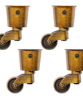 Antique Brass Caster Cups Set, Vintage Swivel Round Zinc Alloy Furniture Casters For Chair Table Shelf, 65.5mm 2.58in Wheels, 4 Pack