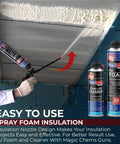 This Knockout Spray Foam Insulation Kit Includes Twelve Two Pound Expanding Sealant Cans Paired With A Smooth Firing Teflon Coated Gun That Gonna Quickly Fill Every Crack And Save You Major Cash On Energy Bills While Keeping Things Snug, shown in use on ceiling.