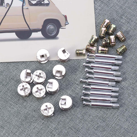 24 Pieces Furniture Cam Lock Fittings Set For Cabinet Assembly Premium Silver Iron And Aluminum Alloy Connectors