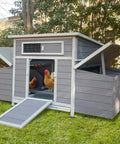 Sturdy Large Wooden Chicken Coop With Weatherproof Exterior And Six Nesting Boxes, Removable Tray, Built To Last Outdoor Poultry Cage
