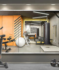 Wall Mounted Full Length Gym Mirror Set, 3-Piece 48 By 24 Inch Frameless Glass Body Mirror reflecting modern home gym.