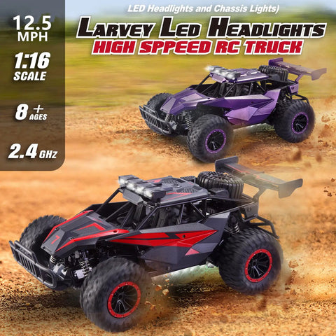 Beast Mode One Sixteen Scale Off Road RC Monster Truck With Twenty Kmph Top Speed LED Headlights And Chassis Lights 2.4GHz Remote