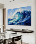 Total Vibe Upgrade With These Peel And Stick Acoustic Panels 6 Pack sound absorbing ocean wave wall pads displayed in modern dining area.