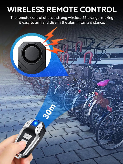 Upgraded Wireless Bike Alarm With Rechargeable Battery, Vibration Motion Sensor Anti Theft, IP65 Waterproof Motorcycle Alarm With Remote, Ideal For E Bikes, Scooters, Cars And Any Two Wheeler