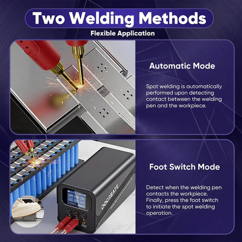 Capacitor Spot Welder For Battery Packs With 10.5kW Farad Welding Power Automatic And Foot Pedal Modes 100 To 240V usage overview