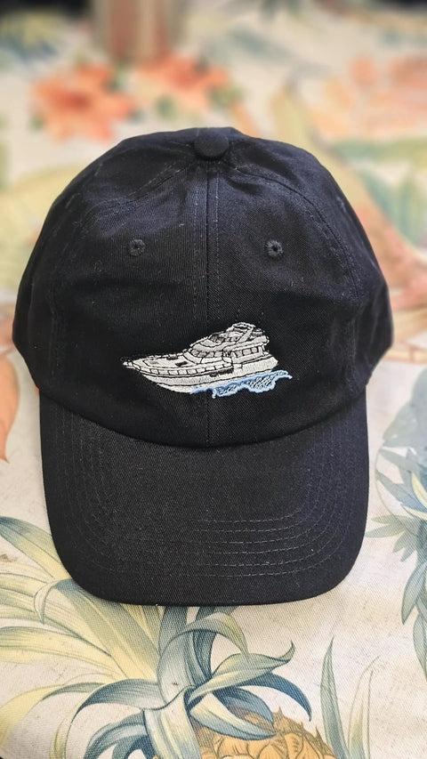 Yacht Cruise Embroidered Cotton Baseball Cap Hat Black Dope Gift For Sailors And Cruisers Adjustable Strap Six Panel Low Profile Dad Hat For Boat Trips