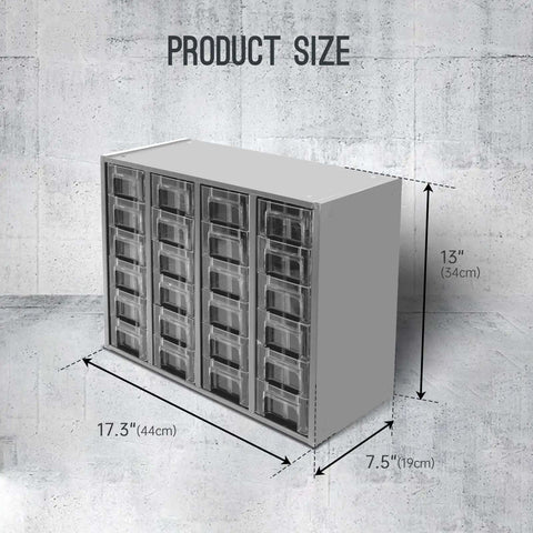 Heavy Duty 24 Drawer Metal Parts Cabinet With Clear PS Drawers Bolt And Nut Organizer For Workshop Garage Or Office