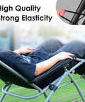 Heavy Duty Zero Gravity Chair Replacement Cords Set Of 4 Black with a person relaxing in a reclined position on a lounger.