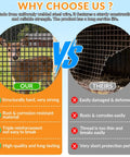 Comparison image showing Heavy Duty 1/4 Inch Black Vinyl Chicken Wire Fence Roll, 23 Gauge Rust Fighting Hardware Cloth and its durability.