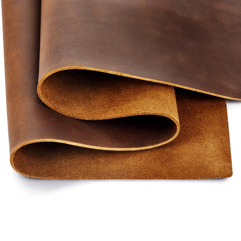 Oil Tan Crazy Horse Cowhide Leather Sheets 1.8-2.0mm Thick Full Grain Genuine Leather for Tooling Sewing Wallets Crafts in Dark Brown 8x12 Inches