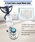Beast Mode Commercial Floor Cleaning Machine With 18 Inch Head shown with a large 3.17 gal water tank and easy-to-fill inlet