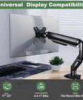 Heavy Duty Single Monitor Mount Arm For 17 To 32 Inch Flat Or Curved Screens Swivel Tilt High Reach Aluminum Desk Stand, black arm attached to a monitor.