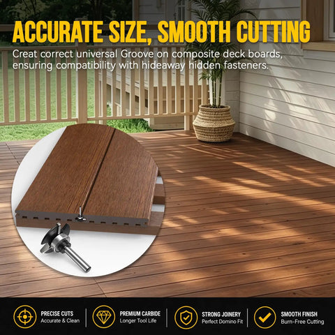 Hideaway Groove Router Bit For Composite Decking Cuts Sleek Hidden Fastener Slots Fits All Major Deck Lines And Installs Tight Hidden Connectors Smooth As Butter Square Edge Boards The Real Deal on composite deck with groove detail.