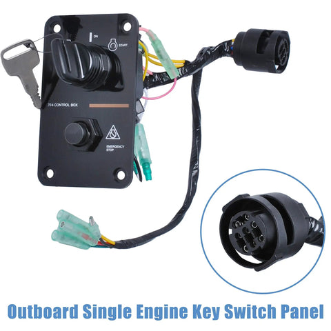 Plug-And-Play 12V Boat Key Switch Panel For Outboard Motors, No-Fuss Direct Replacement Ignition Switch, 10-Pin Harness, Universal Marine Control Box For Yacht And Boat Use, Compatible With 704-82570-08-00 Series