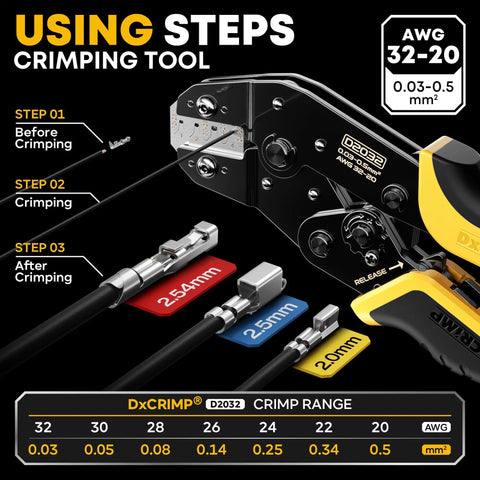 Crimping Tool And Connector Kit With 20 Types JST XH SYP 2.5mm And 2.54mm Connectors, 32 20 AWG Crimp Pliers in use