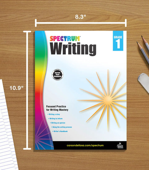 First Grade Writing Workbook For Kids Ages 5 To 7 Learn To Write Stories Informational Text And Opinion Pieces Plus Handwriting Practice For Classroom Or Homeschool Curriculum, 8.3 x 10.9 in cover