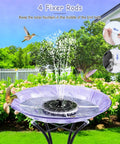 Colorful Ring Lights Solar Fountain 3.5W Water Pump With 2000mAh Battery Auto Night Lights in bird bath setting