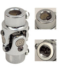 Three Quarter Inch 36 Spline to Three Quarter Inch Double D Beefy Steering Shaft U Joint Chrome Universal Joint Coupling