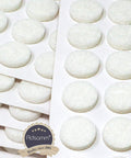No Stress Moving Heavy Duty White Round Self Adhesive Furniture Felt Pads Pack Of 600 showing thick round felt pads on sheets.