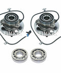 Front and rear wheel bearings and hubs kit for Yukon K1500 Suburban 4x4 SUV replaces OEM seals and bearings with hub assembly.