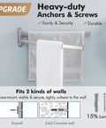 Ultra Sturdy 15.5 Inch Four-Arm Swivel Towel Rack For Wall Mount, Built For Real Life Bathrooms, stainless steel on wall