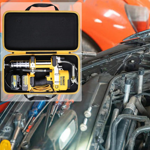 Hard Case For 20V Max Cordless Grease Gun DCGG571M1 DCGG571B Case Only displayed open beside car engine