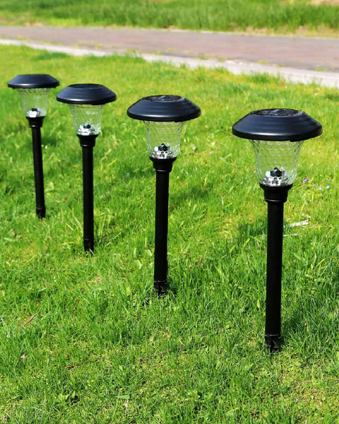 8 Pack Solar Pathway Lights Outdoor Waterproof Glass Stainless Steel Decor Lamps For Yard Patio Driveway Sidewalk in daylight
