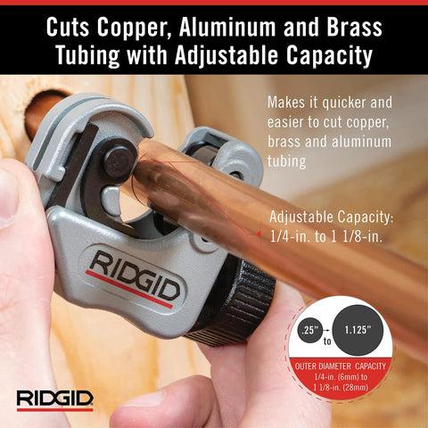 2-In-1 Close Quarters Tubing Cutter With Auto Feed For 1/4 To 1-1/8 Inch Copper, Brass, And Aluminum Tubing, Compact Auto-Feed Cutter Delivers Clean, Precise Cuts In Tight Spaces For Pros
