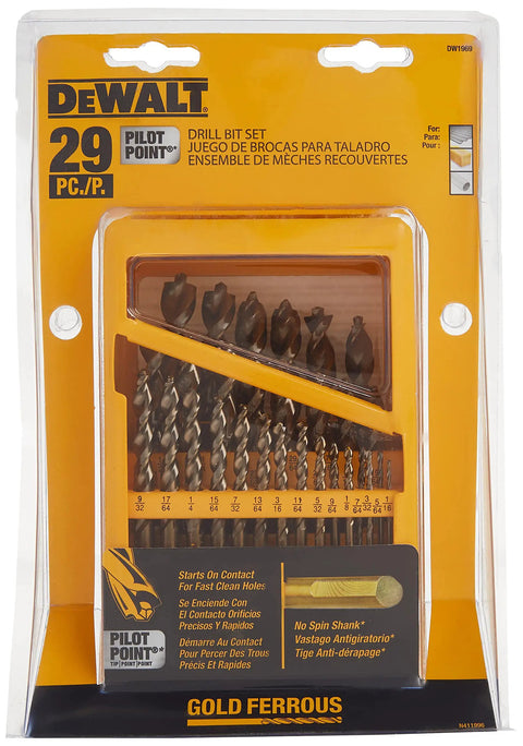 29 Piece Pilot Point Drill Bit Set With Metal Index For Clean Starts And Accurate Holes, Easy To Use And Built Tough