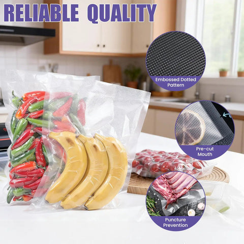 200 Count 8x12 Vacuum Sealer Bags BPA Free Precut For Food Storage Meal Prep Sous Vide And Freezer Microwave Safe