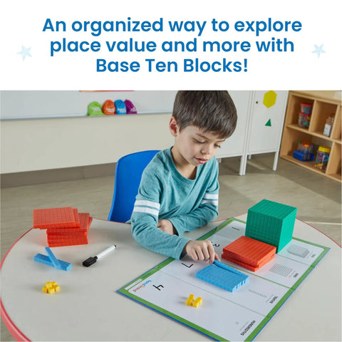 Child using Multicolored Base Ten Blocks Activity Set Fun Hands On Place Value Learning Math Manipulatives For First Grade
