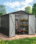 8x8 ft outdoor storage shed with upgraded metal frame and lockable doors weatherproof garden tool shed for backyard patio and lawn