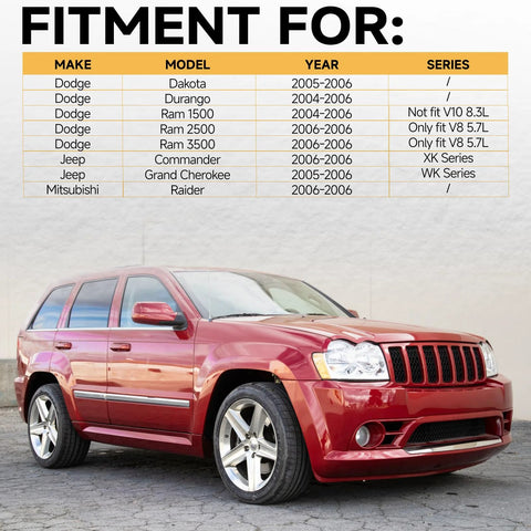 Pro Grade Fuel Vapor Leak Detection Pump Replacement That Fits Jeep Grand Cherokee Dodge Dakota Durango Ram 1500 2500 3500 And Mitsubishi Raider OE 310501 4891524AA Compatible Evaporative Emission System Part with SUV and fitment chart.