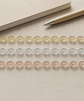 Natural Metal Bead Caps And Flower Spacer Pendants For DIY Jewelry Making 0.27 Inch End Caps in gold, silver, copper on fabric