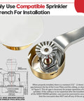 Pro Grade 1/2 Inch NPT Concealed Fire Sprinkler Head With Glass Bulb 155 Fahrenheit 68 Celsius showing installation with wrench and cover plate.