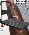 3 Inch Swivel Casters Set Of 4 Heavy Duty Plate Casters With Premium Polyurethane Wheels shown on a dolly cart for versatile surface use.
