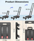 Foldable Dolly Cart With 500 Lb Capacity, Built Like A Tank, Six Wheel Design dimensions and telescoping handle view