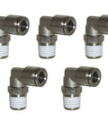 Push To Connect Tube Fitting Elbow 1/4 Inch Tube OD To 1/8 Inch NPT Male Elbow PN15 Series Full Metal Pack of 5