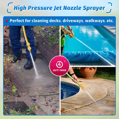 Heavy Duty Brass Hose Nozzle Set With Shutoff Valves And Jet Nozzles, High Pressure Water Sprayer for cleaning decks and patios