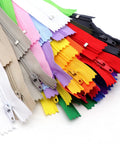 80 Pcs Nylon Coil Zipper Set With Mixed Lengths 7, 9, 12 And 16 Inches, 20 Color Assortment Displayed Fan-Shaped