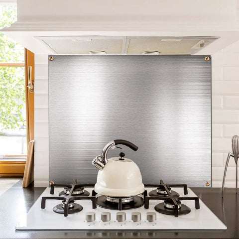 Stainless Steel Kitchen Backsplash Panels 24x30 Inch Reversible Metal Sheet With Pre Drilled Holes Behind Stove