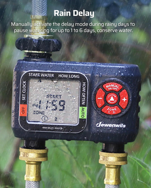 Two Zone Hose Timer With Rain Delay And Manual Watering Programmable Sprinkler Timer For Garden And Yard Auto Irrigation