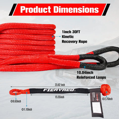 Trail Ready Kinetic Recovery Rope Kit With Two Heavy Duty Synthetic Soft Shackles And Storage Bag One Inch By Thirty Foot Snatch Strap For Off Road Mud Bogging Utv Atv Truck Jeep Rig Getting Unstuck Fast