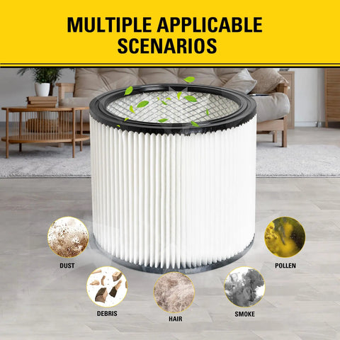 Replacement Vacuum Filter For 5-18 Gallon Wet Dry Shop Vac Easy Install Fits Stanley Models SL18115 SL18116 SL18191P SL18199P SL18117 SL18701P-10A SL18410P-5A 08-2501 Durable Filtration