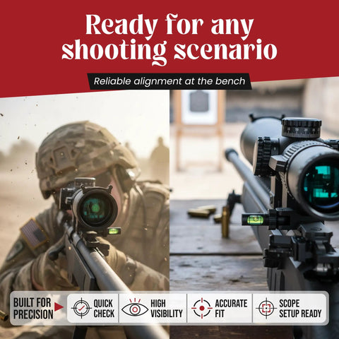 Anti Cant Bubble Level For Rifles With Picatinny Rail Base Mounted Compact Optics Swivel Indicator on shooting range setup