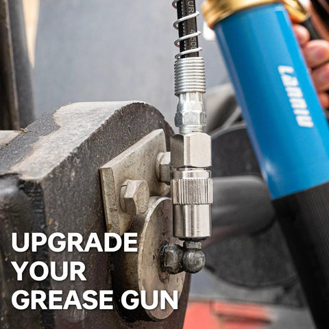 Heavy Duty 4 Jaw Quick Release Grease Gun Coupler With Secure Lock For 12,000 PSI High Pressure Jobs attached to equipment