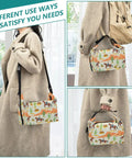 Cowboy Themed Insulated Lunch Bag Tote For Women And Men carried in different ways, showcasing its versatility.