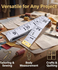 Soft Body Measurement Tape With Dual Scale 60 Inch And 150 Cm Non Stretch Lightweight Flexible Tape on sewing table